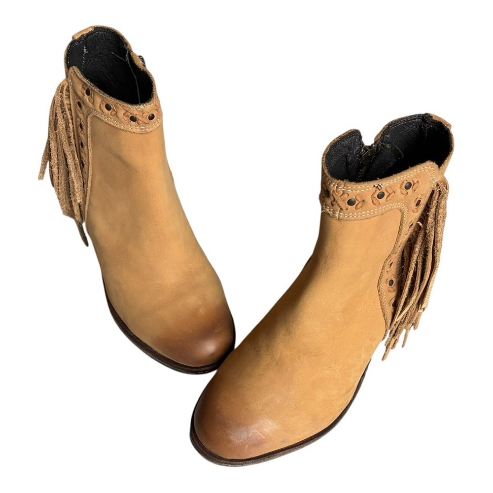 Caborca Leather Boots Fringed Tassel Ankle Side Zip 7 - Picture 15 of 15